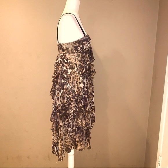 H&M  High low Animal Print Ruffle Midi Dress Size 6 - Picture 3 of 15